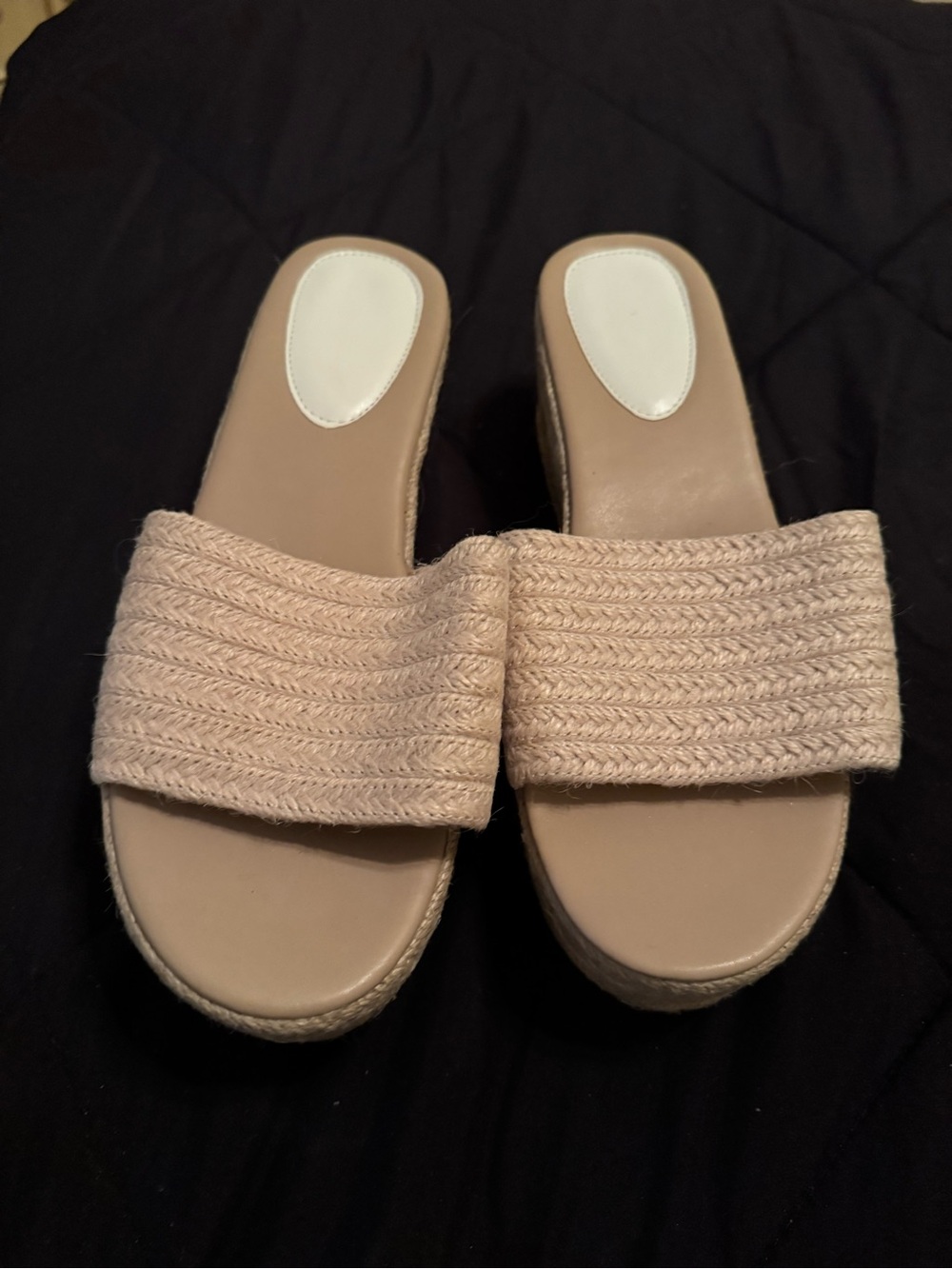 Beige Knit Slide Sandals for Women